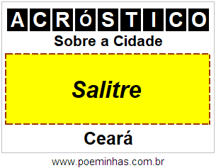 Acróstico Para Imprimir Sobre a Cidade Salitre