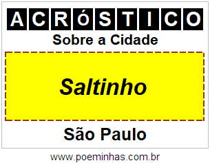 Acróstico Para Imprimir Sobre a Cidade Saltinho