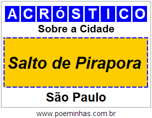 Acróstico Para Imprimir Sobre a Cidade Salto de Pirapora