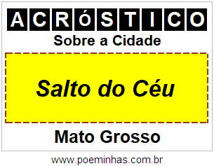 Acróstico Para Imprimir Sobre a Cidade Salto do Céu