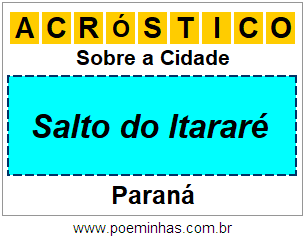 Acróstico Para Imprimir Sobre a Cidade Salto do Itararé