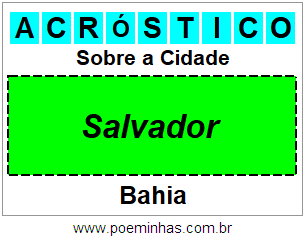 Acróstico Para Imprimir Sobre a Cidade Salvador