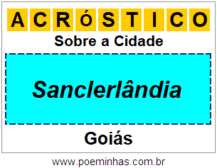 Acróstico Para Imprimir Sobre a Cidade Sanclerlândia