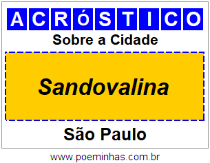 Acróstico Para Imprimir Sobre a Cidade Sandovalina