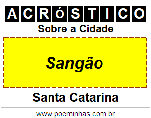 Acróstico Para Imprimir Sobre a Cidade Sangão