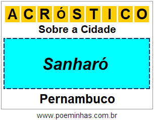 Acróstico Para Imprimir Sobre a Cidade Sanharó