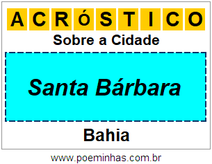 Acróstico Para Imprimir Sobre a Cidade Santa Bárbara