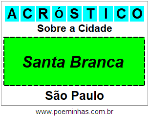 Acróstico Para Imprimir Sobre a Cidade Santa Branca