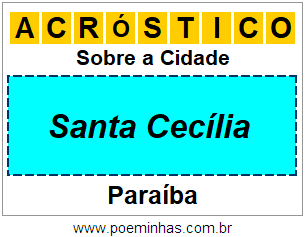 Acróstico Para Imprimir Sobre a Cidade Santa Cecília