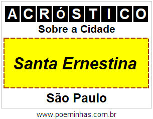 Acróstico Para Imprimir Sobre a Cidade Santa Ernestina