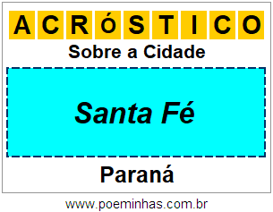 Acróstico Para Imprimir Sobre a Cidade Santa Fé