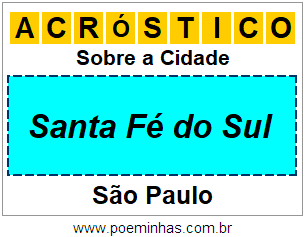 Acróstico Para Imprimir Sobre a Cidade Santa Fé do Sul