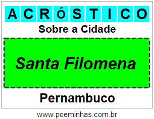 Acróstico Para Imprimir Sobre a Cidade Santa Filomena