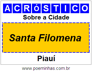 Acróstico Para Imprimir Sobre a Cidade Santa Filomena