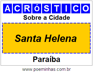 Acróstico Para Imprimir Sobre a Cidade Santa Helena