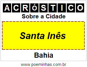 Acróstico Para Imprimir Sobre a Cidade Santa Inês