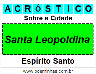 Acróstico Para Imprimir Sobre a Cidade Santa Leopoldina