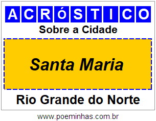 Acróstico Para Imprimir Sobre a Cidade Santa Maria