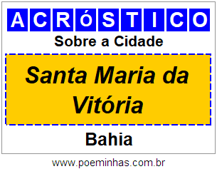 Acróstico Para Imprimir Sobre a Cidade Santa Maria da Vitória