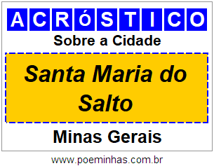 Acróstico Para Imprimir Sobre a Cidade Santa Maria do Salto