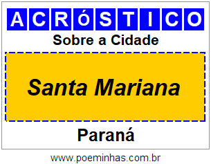 Acróstico Para Imprimir Sobre a Cidade Santa Mariana