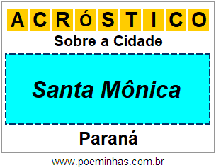 Acróstico Para Imprimir Sobre a Cidade Santa Mônica