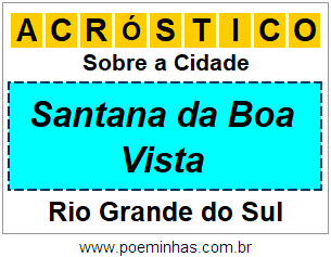 Acróstico Para Imprimir Sobre a Cidade Santana da Boa Vista