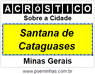 Acróstico Para Imprimir Sobre a Cidade Santana de Cataguases