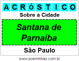 Acróstico Para Imprimir Sobre a Cidade Santana de Parnaíba