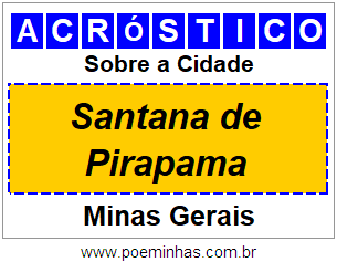 Acróstico Para Imprimir Sobre a Cidade Santana de Pirapama