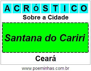 Acróstico Para Imprimir Sobre a Cidade Santana do Cariri