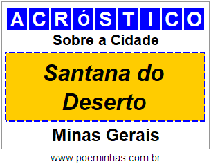 Acróstico Para Imprimir Sobre a Cidade Santana do Deserto