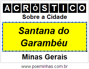 Acróstico Para Imprimir Sobre a Cidade Santana do Garambéu