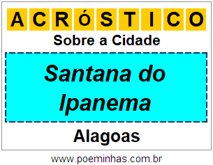 Acróstico Para Imprimir Sobre a Cidade Santana do Ipanema