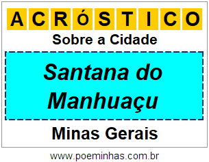 Acróstico Para Imprimir Sobre a Cidade Santana do Manhuaçu