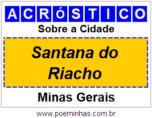 Acróstico Para Imprimir Sobre a Cidade Santana do Riacho