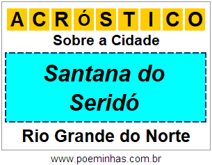 Acróstico Para Imprimir Sobre a Cidade Santana do Seridó