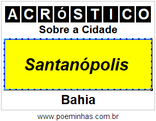 Acróstico Para Imprimir Sobre a Cidade Santanópolis