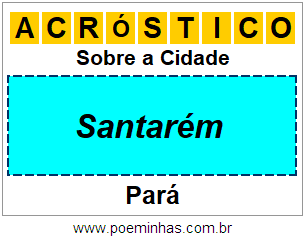 Acróstico Para Imprimir Sobre a Cidade Santarém