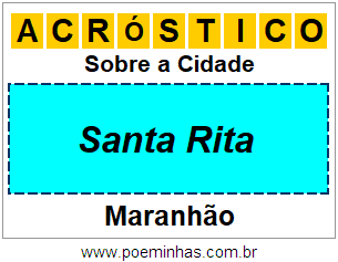 Acróstico Para Imprimir Sobre a Cidade Santa Rita