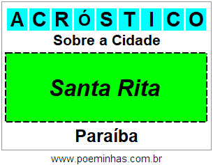 Acróstico Para Imprimir Sobre a Cidade Santa Rita