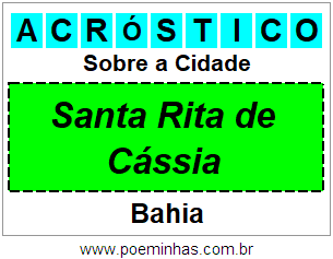 Acróstico Para Imprimir Sobre a Cidade Santa Rita de Cássia