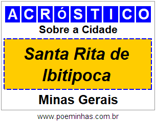 Acróstico Para Imprimir Sobre a Cidade Santa Rita de Ibitipoca