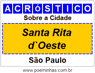 Acróstico Para Imprimir Sobre a Cidade Santa Rita d`Oeste