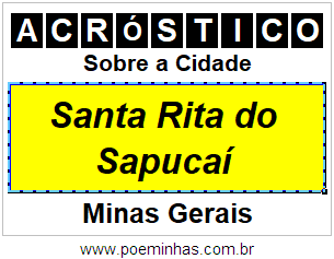 Acróstico Para Imprimir Sobre a Cidade Santa Rita do Sapucaí