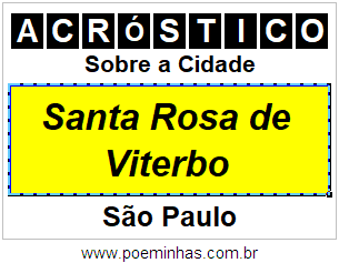 Acróstico Para Imprimir Sobre a Cidade Santa Rosa de Viterbo