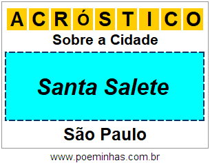 Acróstico Para Imprimir Sobre a Cidade Santa Salete