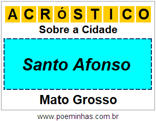 Acróstico Para Imprimir Sobre a Cidade Santo Afonso