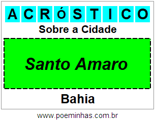 Acróstico Para Imprimir Sobre a Cidade Santo Amaro