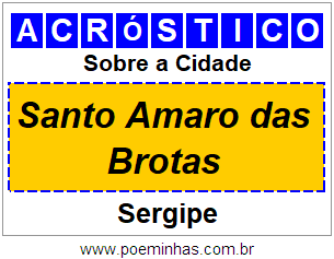 Acróstico Para Imprimir Sobre a Cidade Santo Amaro das Brotas